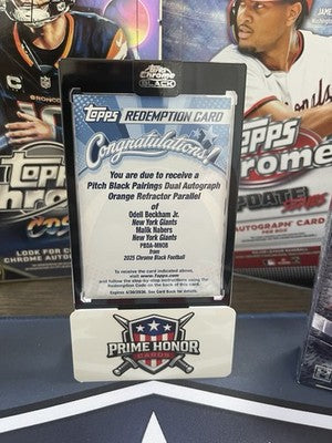 2025 Topps Chrome Black Redemption Card of Dual Autographs Beckham/Nabers Giant