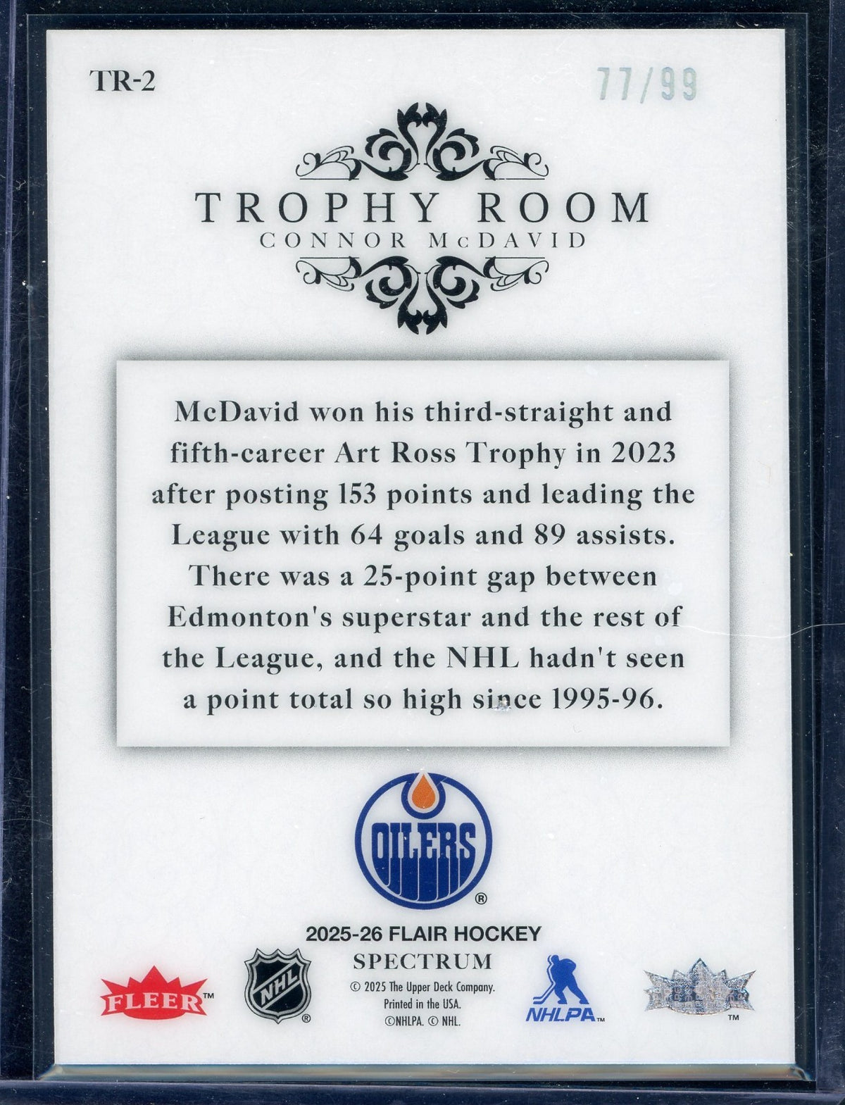 2025-26 Flair - Trophy Room Connor McDavid #TR-2 Spectrum /99