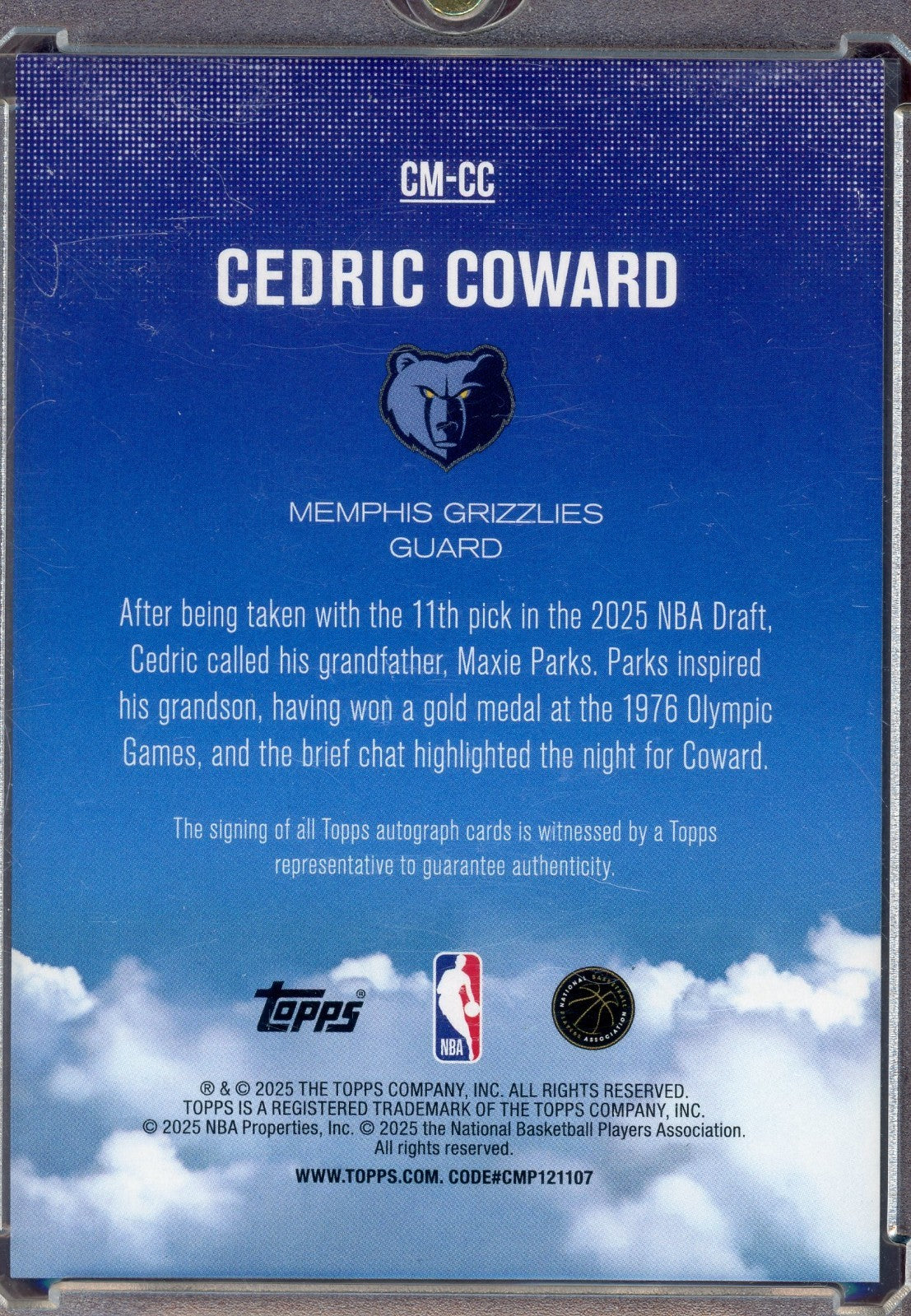2025-26 Topps - Contemporary Marks Cedric Coward #CM-CC (AU, RC)