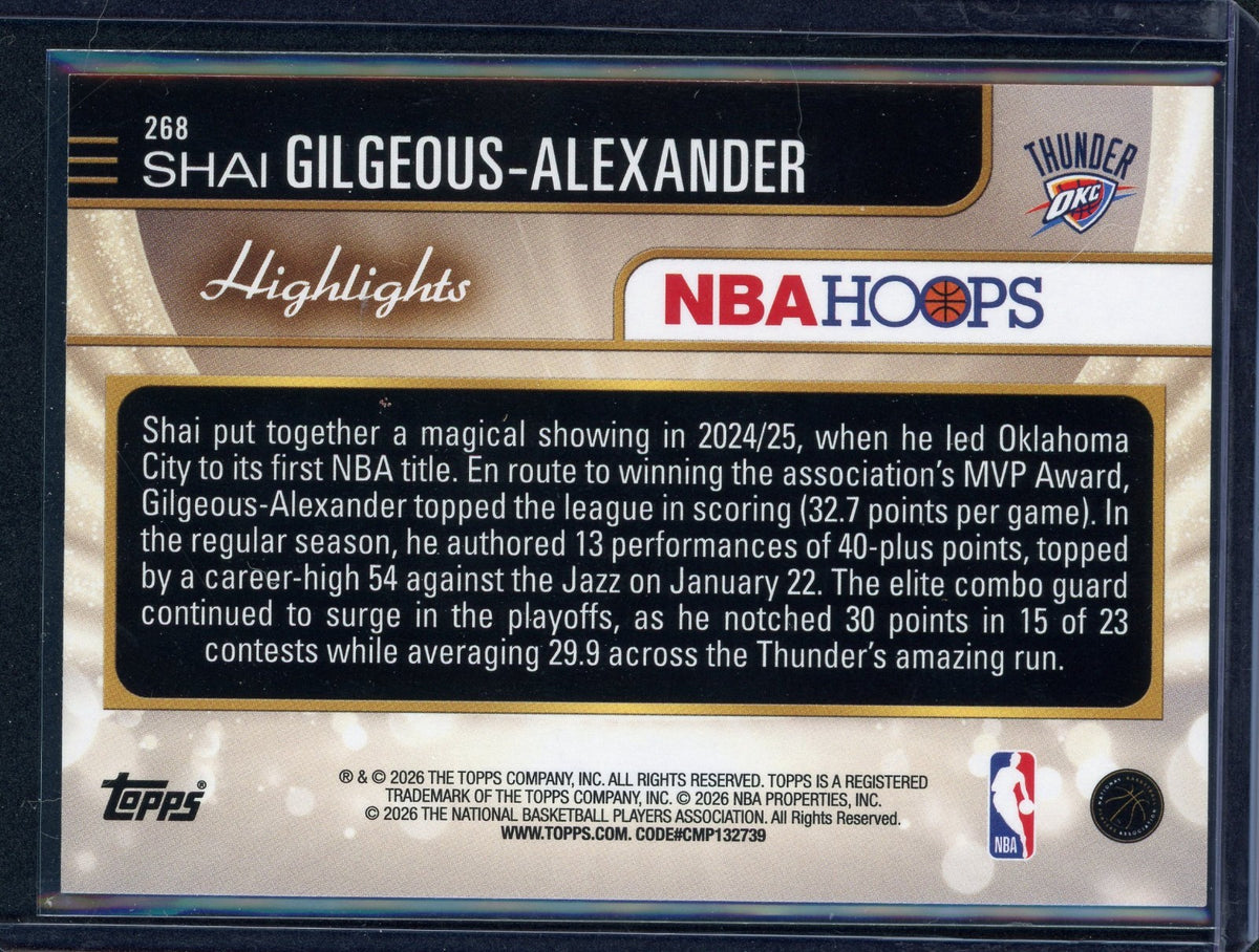 2025-26 Topps NBA Hoops #268 Shai Gilgeous-Alexander Highlights