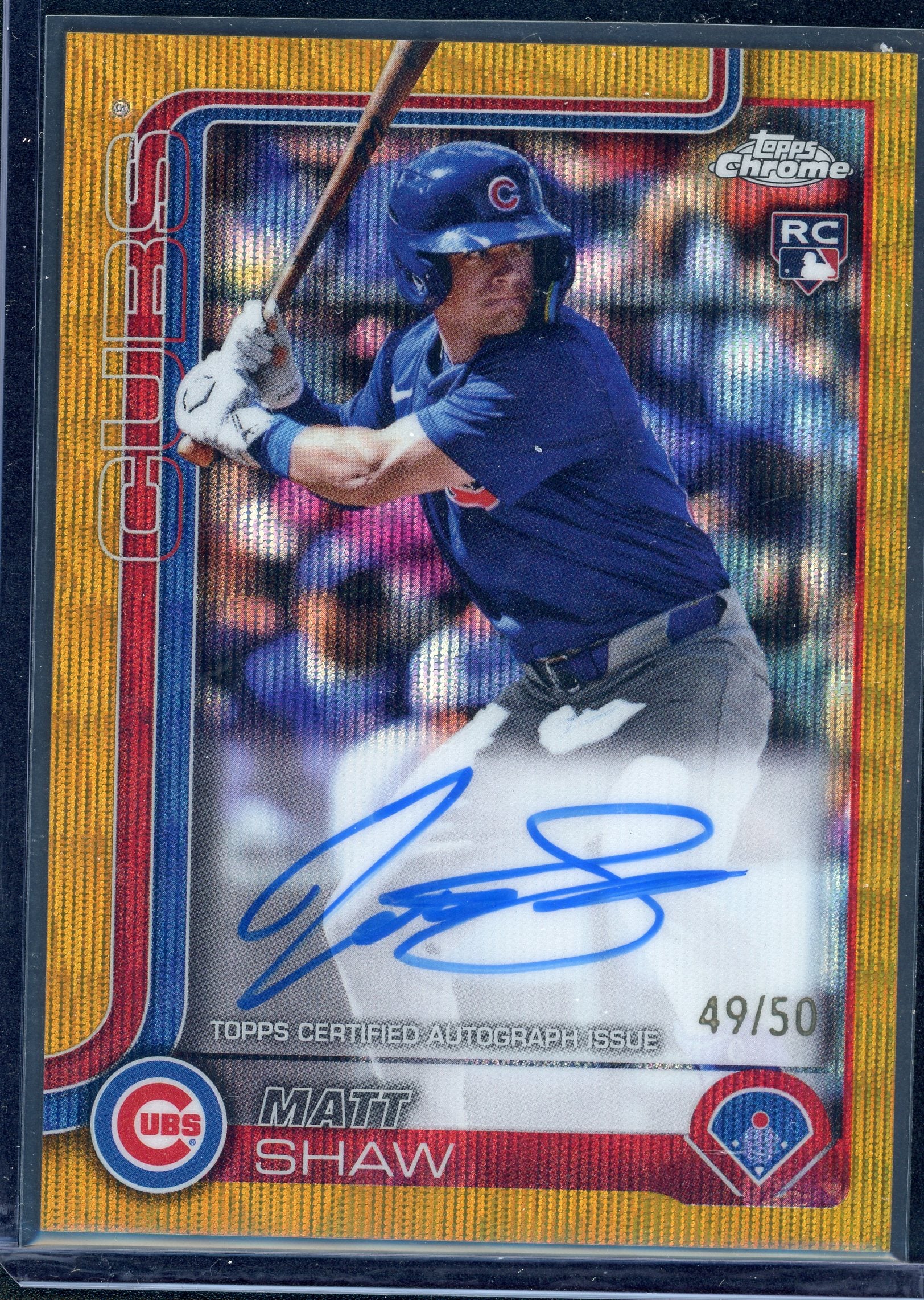 2025 Topps Chrome #RA-MS Matt Shaw Rookie Autographs Gold Refractors #/50
