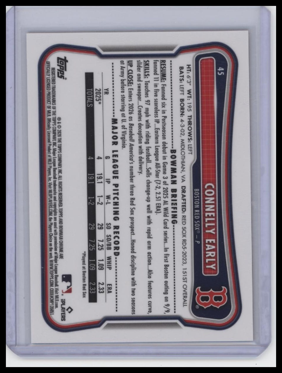 2026 Bowman #45 Connelly Early Chrome Mojo Orange Refractors /25