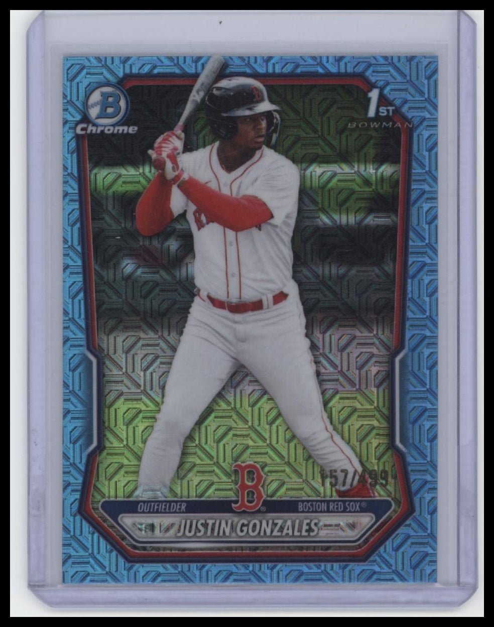 2026 Bowman #BCP-141 Justin Gonzales Chrome Prospects Mojo Sky Blue /499 (RC)