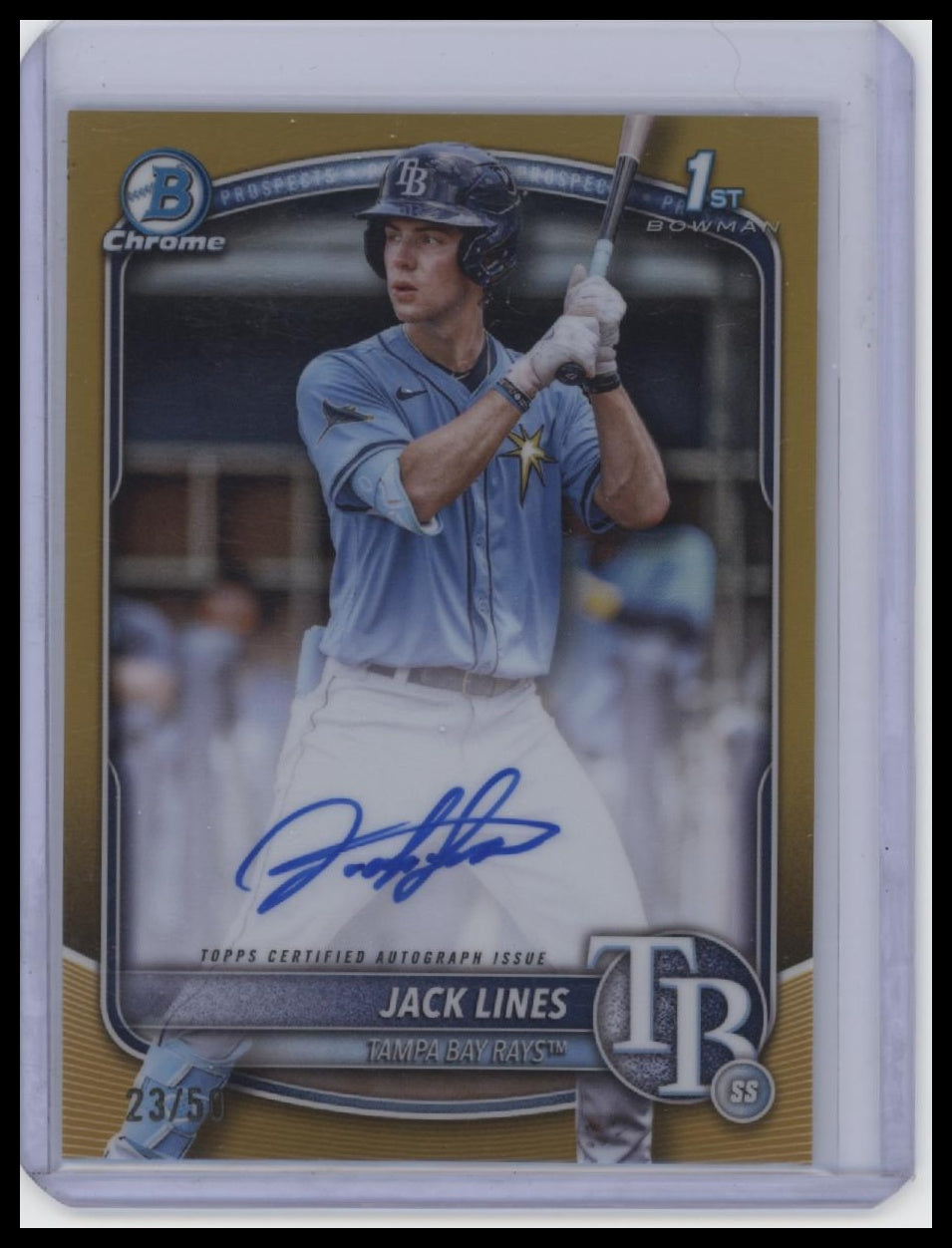 2025 Bowman #CPA-JLI Jack Lines Chrome Autographs Gold Refractor /50 (RC, AU).