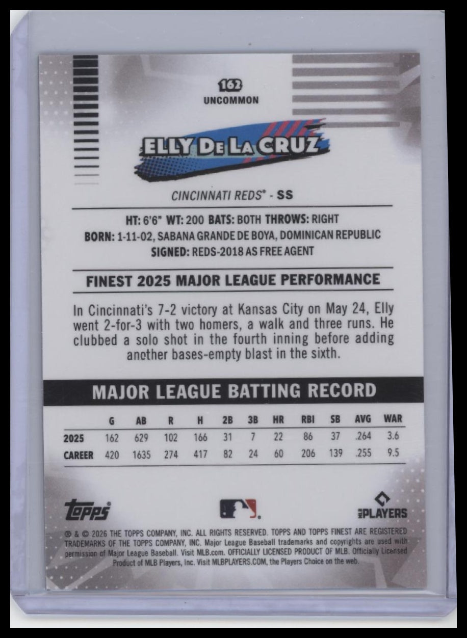 2026 Finest #162 Elly De La Cruz Purple Geometric Refractors /75