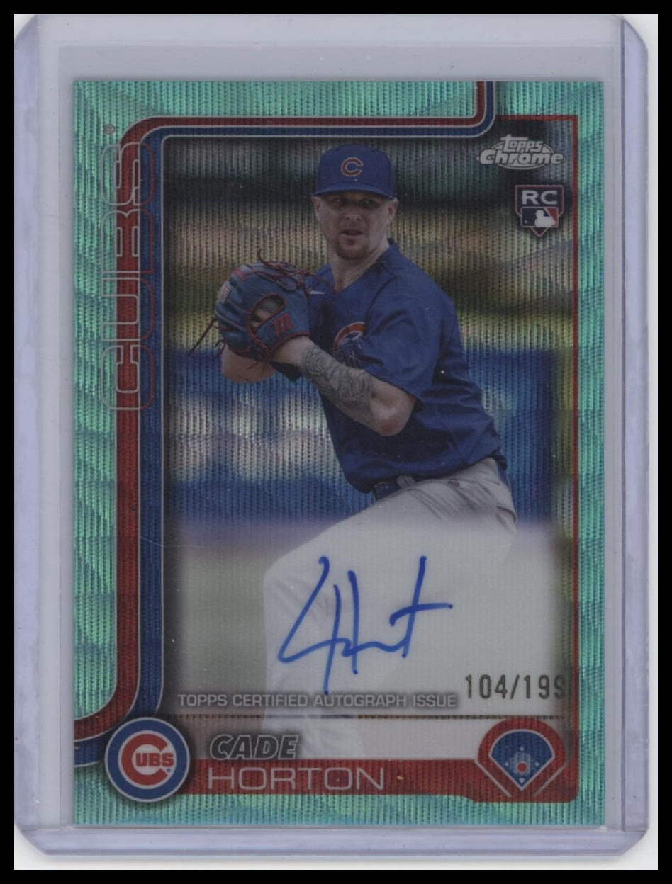 2025 Topps Chrome Update #RA-CH Cade Horton Aqua Wave Refractors /199 (RC, AU).