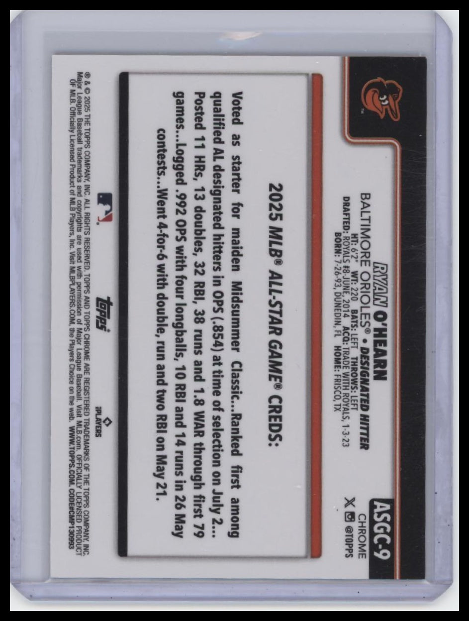 2025 Topps Chrome Update #ASGC-9 Ryan O'Hearn 2025 All-Star Game Gold /50