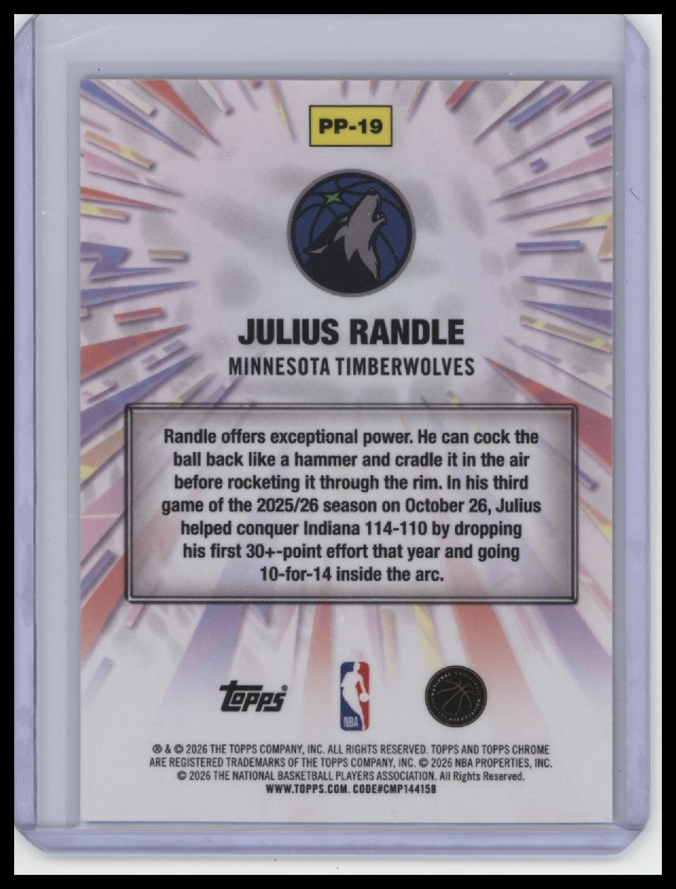 2025-26 Topps Chrome Update #PP-19 Julius Randle Power Players