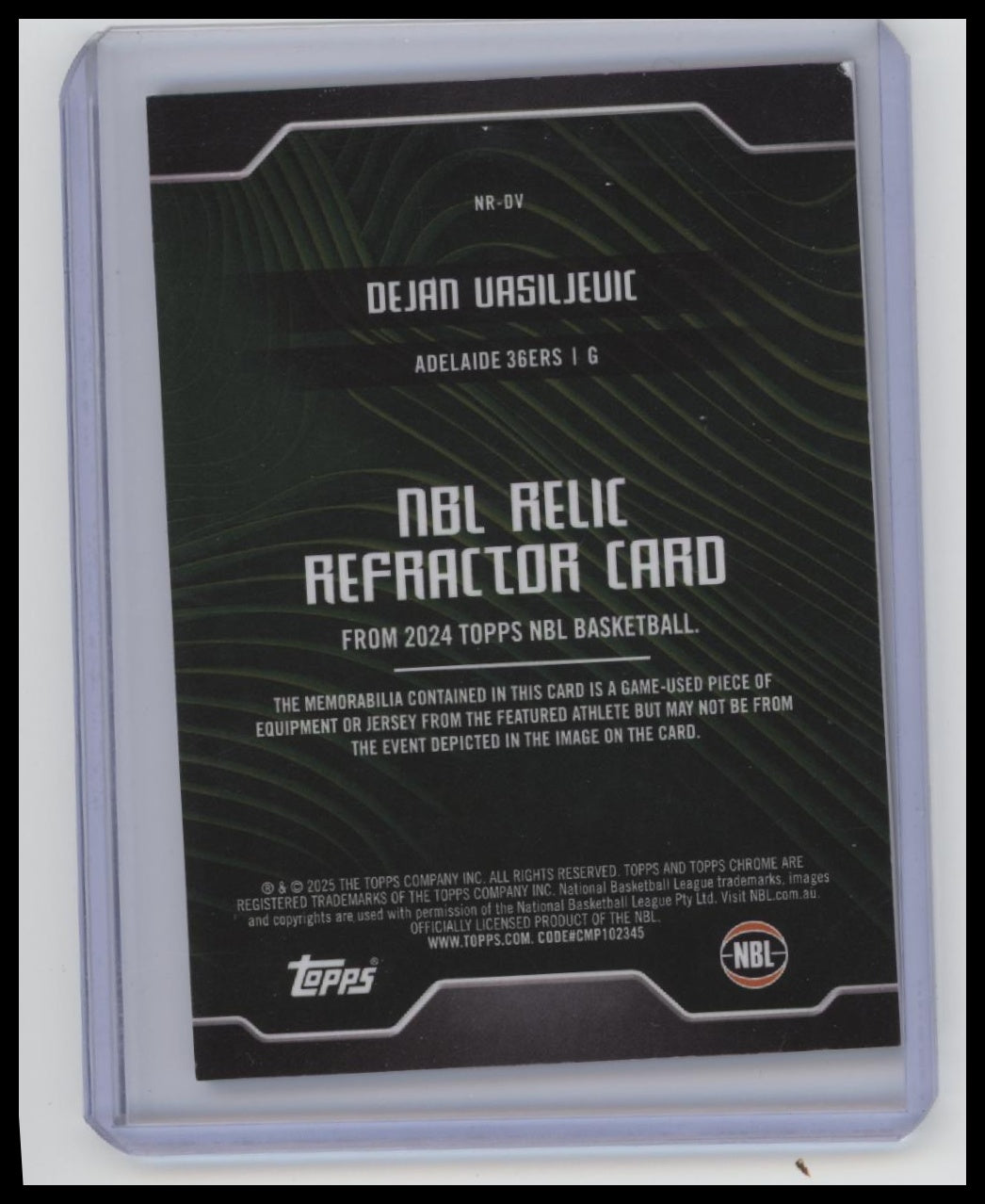 2024-25 Topps Chrome NBL #NR-DV Dejan Vasiljevic NBL Relics