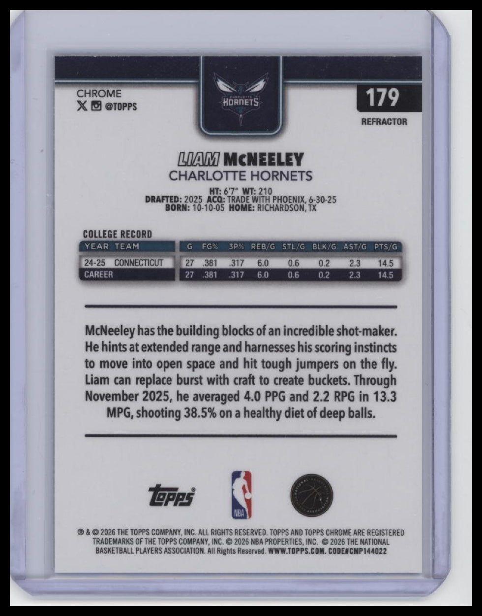 2025-26 Topps Chrome Update #179 Liam McNeeley Refractor