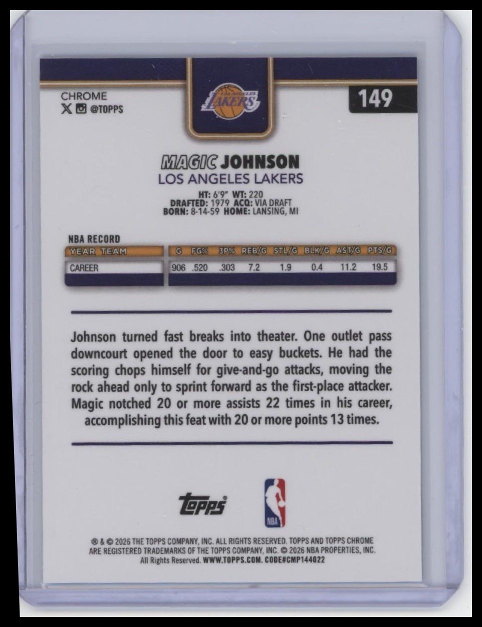 2025-26 Topps Chrome Update #149 Magic Johnson RayWave Refractor