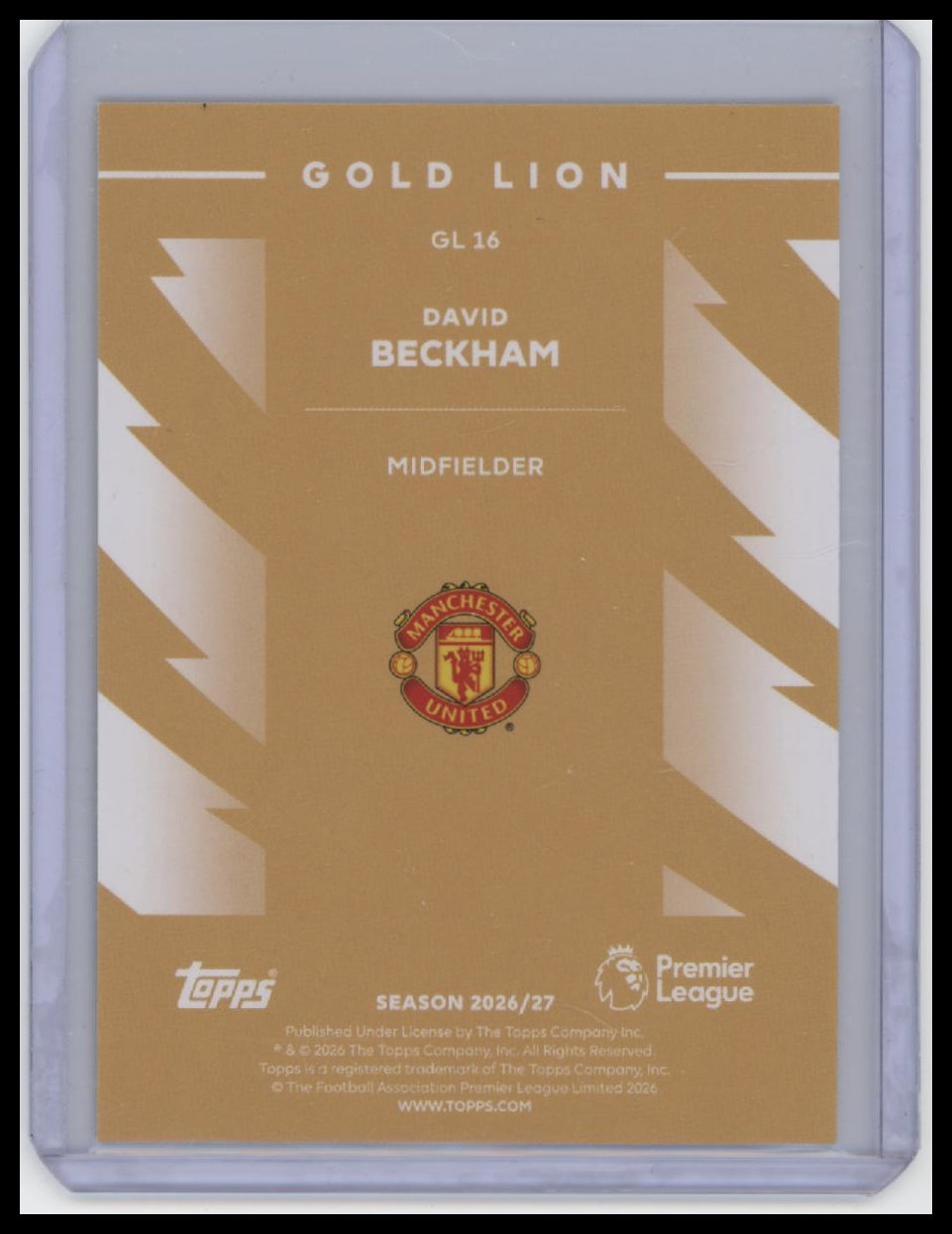 2026-27 Topps Flagship Premier League #GL16 David Beckham Gold Lion