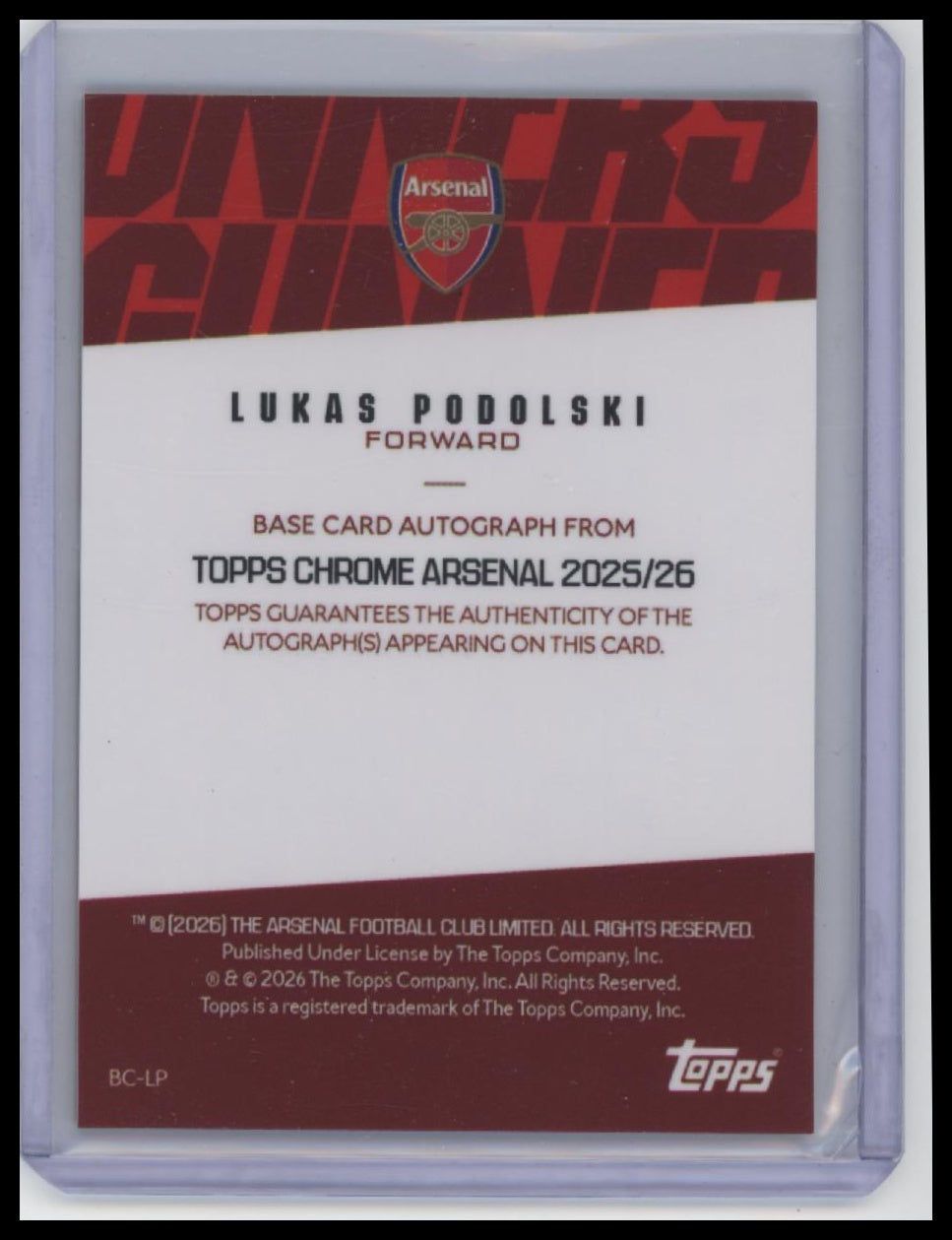 2025-26 Topps Chrome Arsenal #BC-LP Lukas Podolski Base Autographs