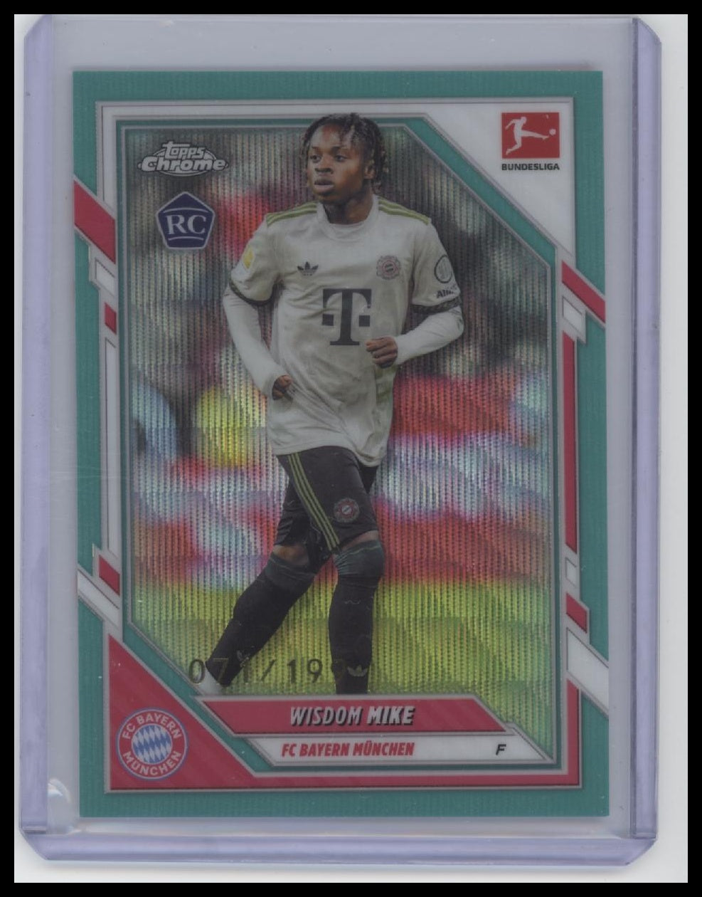 2025-26 Topps Chrome Bundesliga #34 Wisdom Mike Aqua Refractor #/199