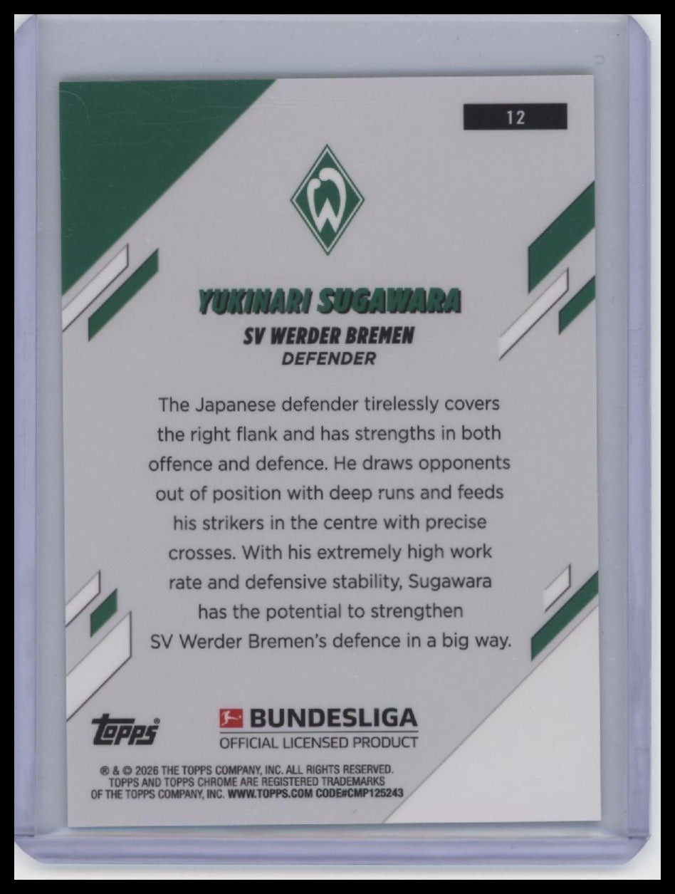 2025-26 Topps Chrome Bundesliga #12 Yukinari Sugawara Green Wave Refractor #/99