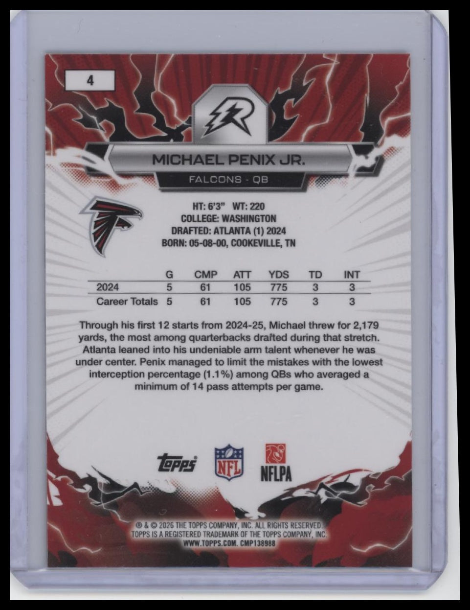 2025 Topps Resurgence #4 Michael Penix Jr. Surge Refractor #/425