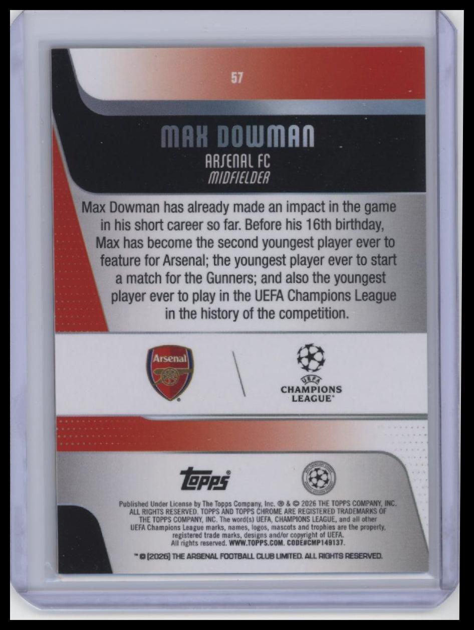 2025-26 Topps Chrome UEFA Club Competitions #57 Max Dowman Big Apple (RC)