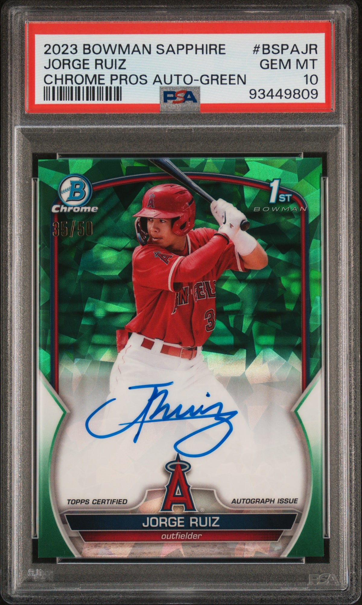 2023 Bowman Sapphire Edition #BSPA-JR Jorge Ruiz Auto /50 (RC, AU).
