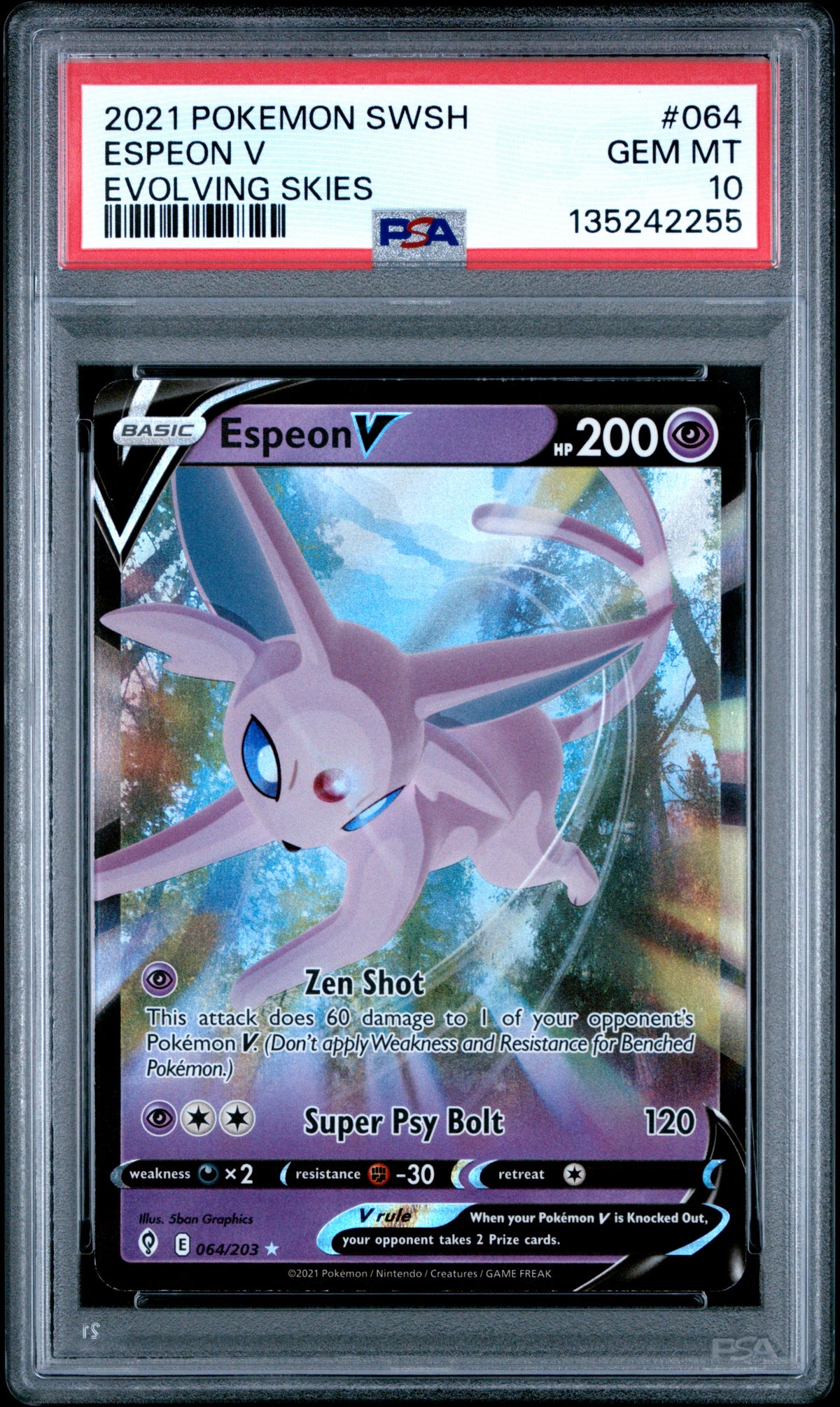 2021 Pokemon Sword & Shield Evolving Skies #064 Espeon V Evolving Skies