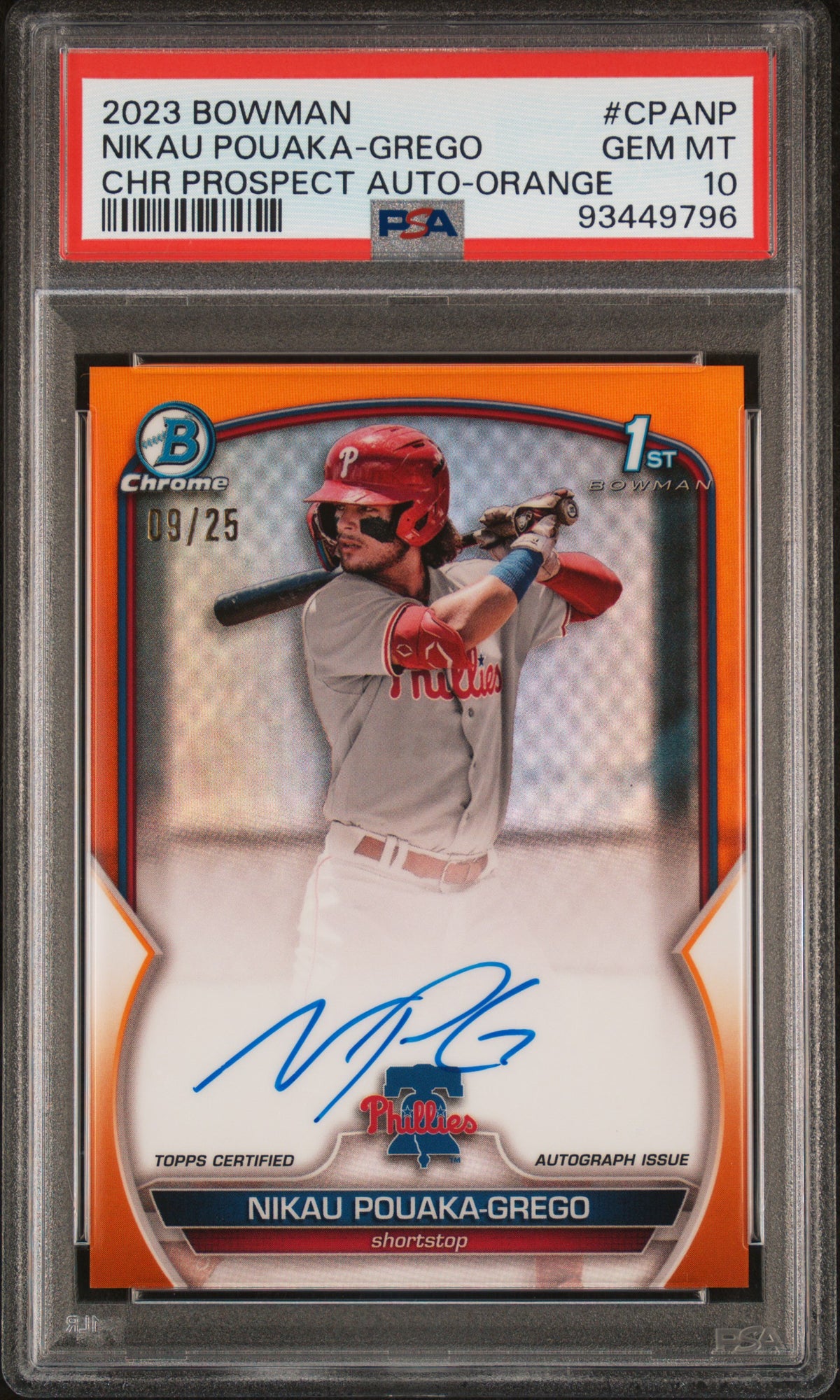 2023 Bowman #CPA-NP Nikau Pouaka-Grego Chrome Prospect Auto Orange /25