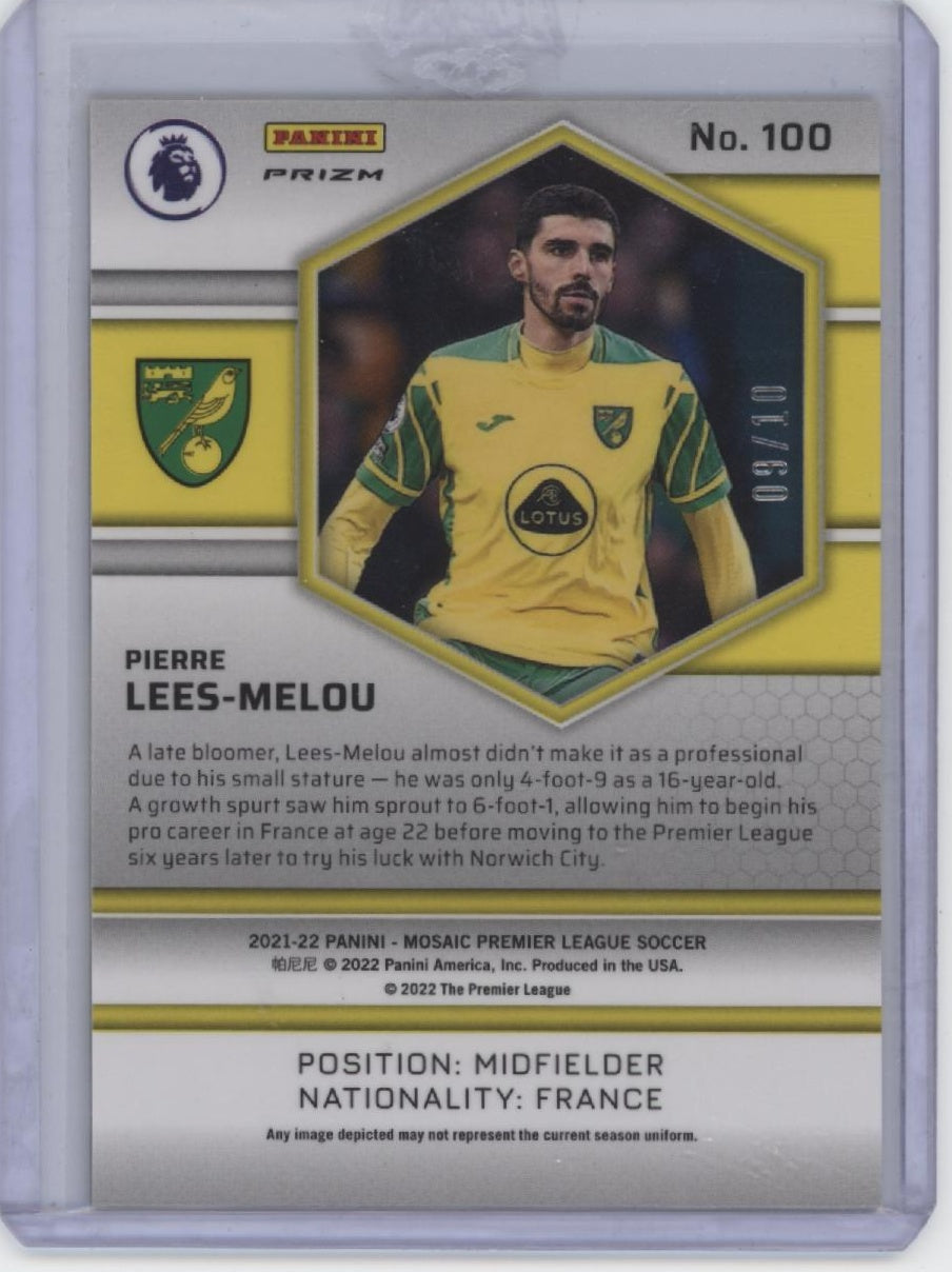2021-22 Panini Mosaic Premier League #100 Pierre Lees-Melou Gold Fluorescent /10