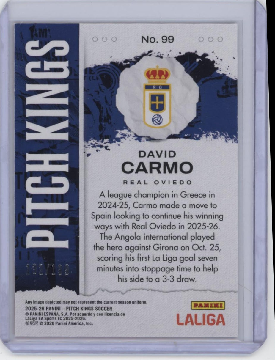 2025-26 Panini Pitch Kings #99 David Carmo Ruby #/199