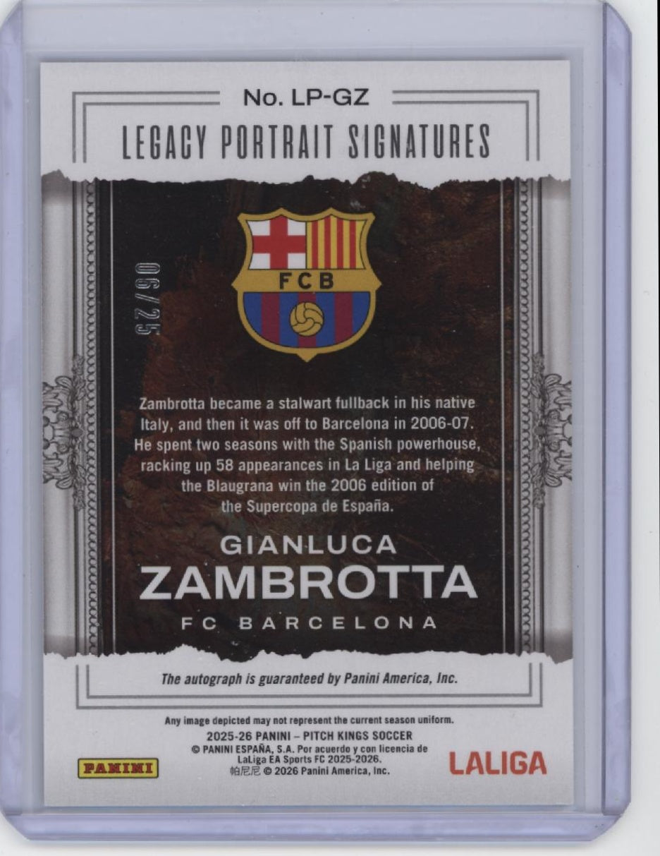 2025-26 Panini Pitch Kings #LP-GZ Gianluca Zambrotta Legacy Portraits /25