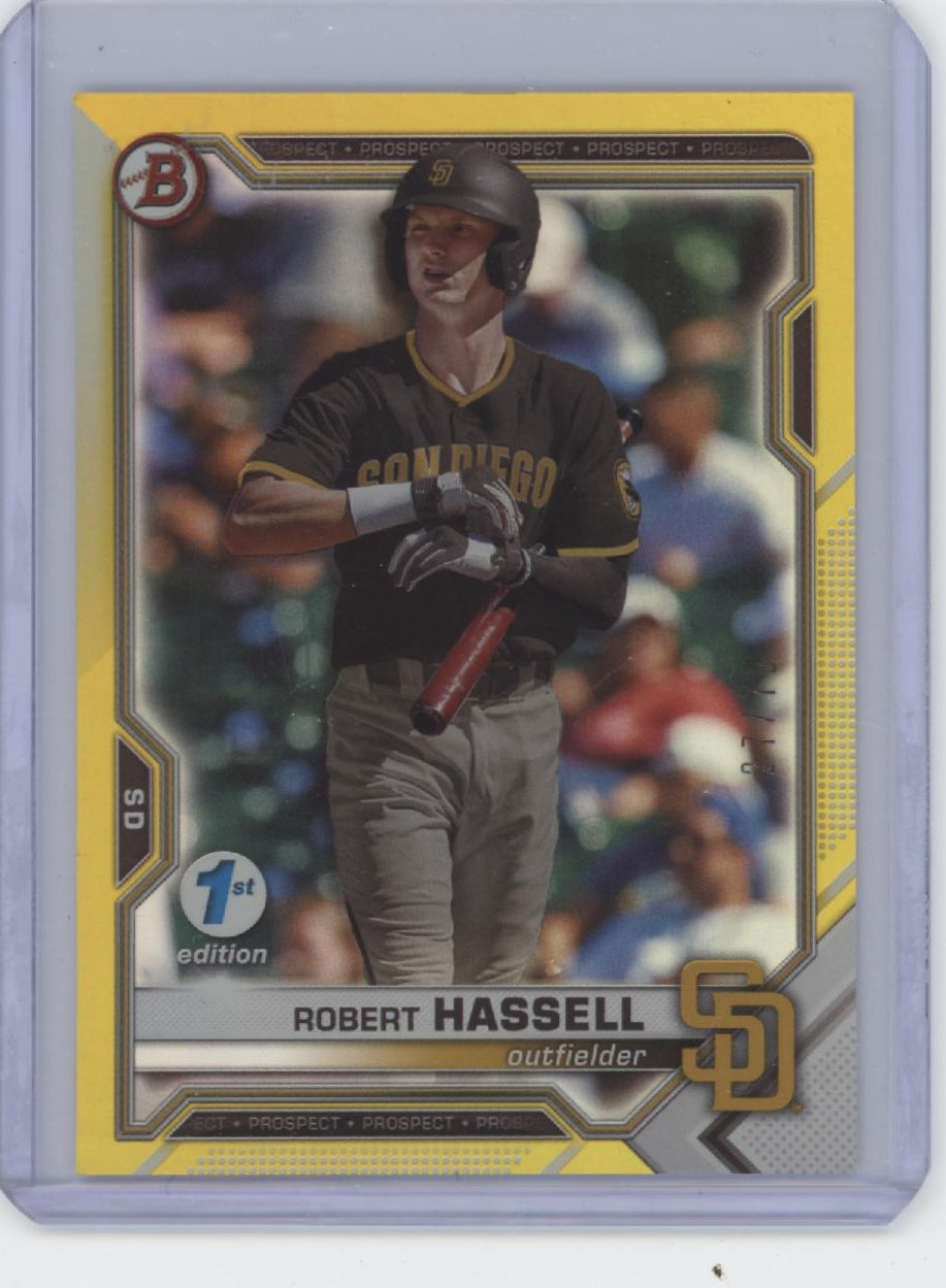 2021 Bowman Draft 1st Edition #BD-67 Robert Hassell Yellow Foil #/75