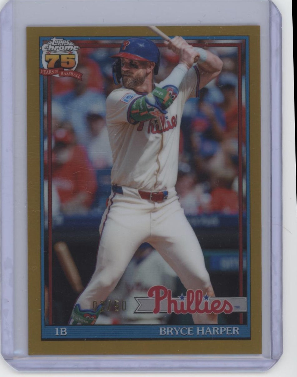 2026 Topps Chrome #91CB-3 Bryce Harper 1991 Topps 35th Anniversary Gold #/50