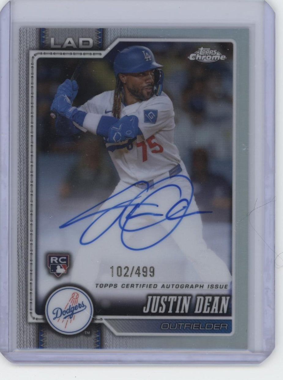 2026 Topps Chrome #RA-JDE Justin Dean Rookie Autographs Refractor #/499