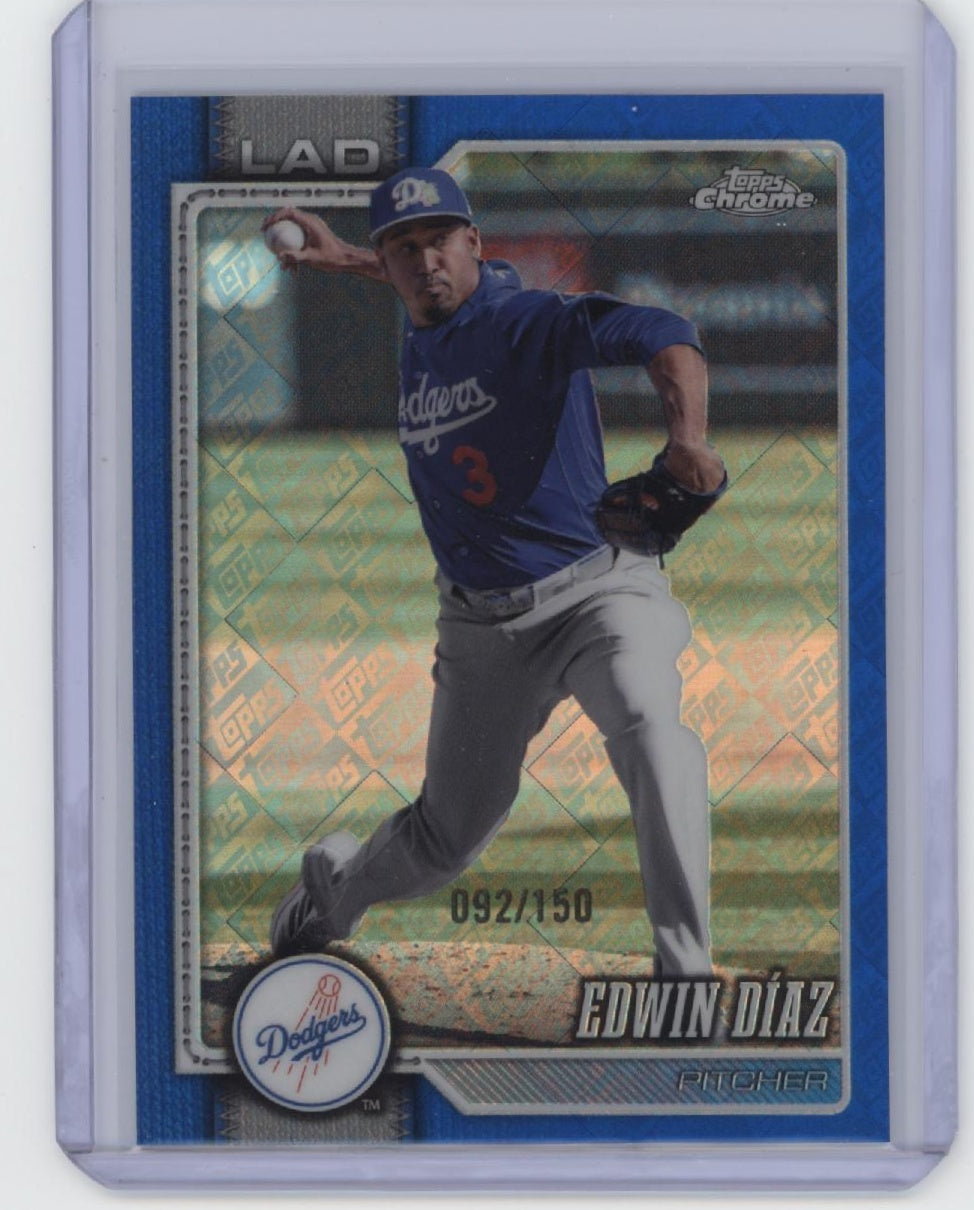 2026 Topps Chrome #71 Edwin Díaz Blue Topps Refractor #/150