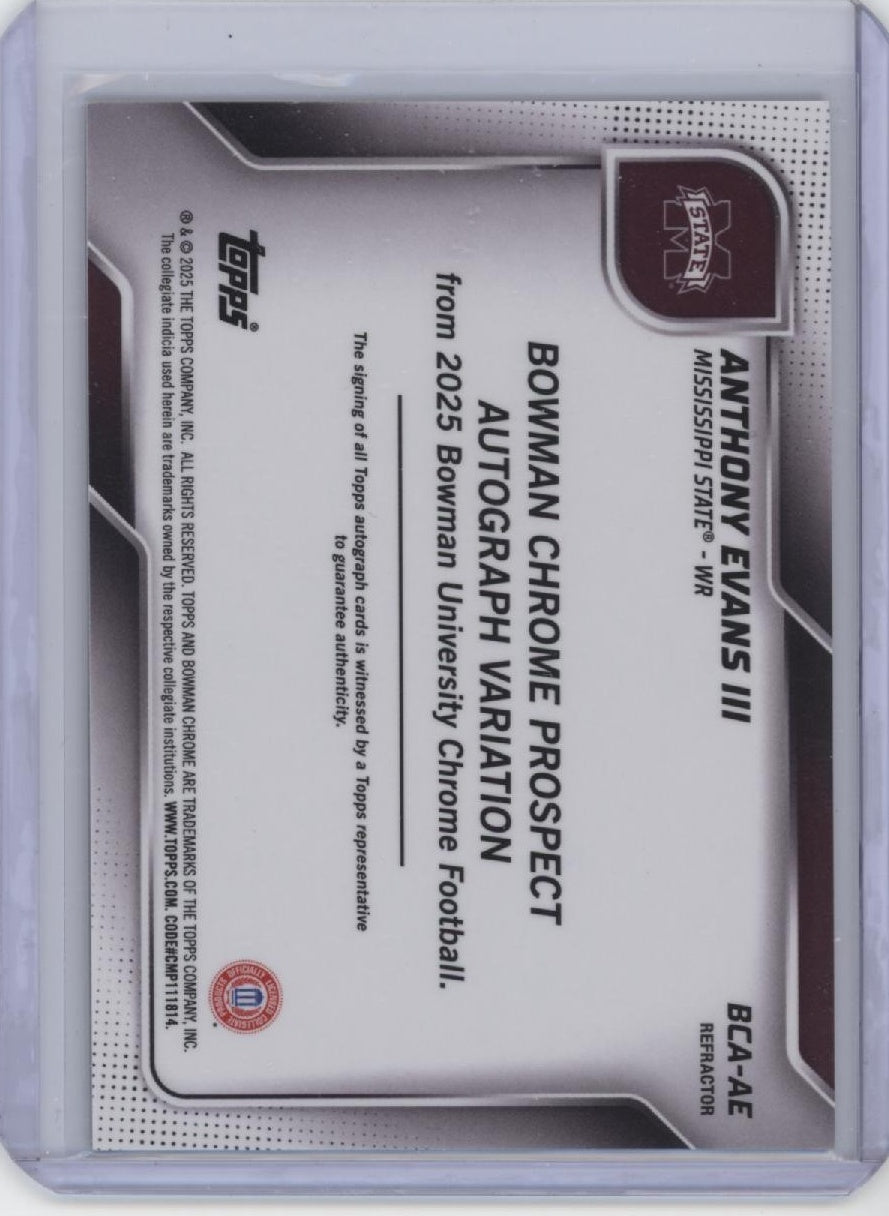 2025 Bowman University Chrome #BCA-AE Anthony Evans III Auto Refractor #/299