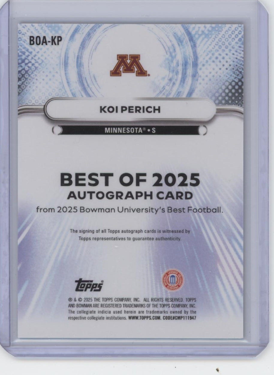 2025 Bowman University Best #BOA-KP Koi Perich Best Of 2025 Autographs #/150
