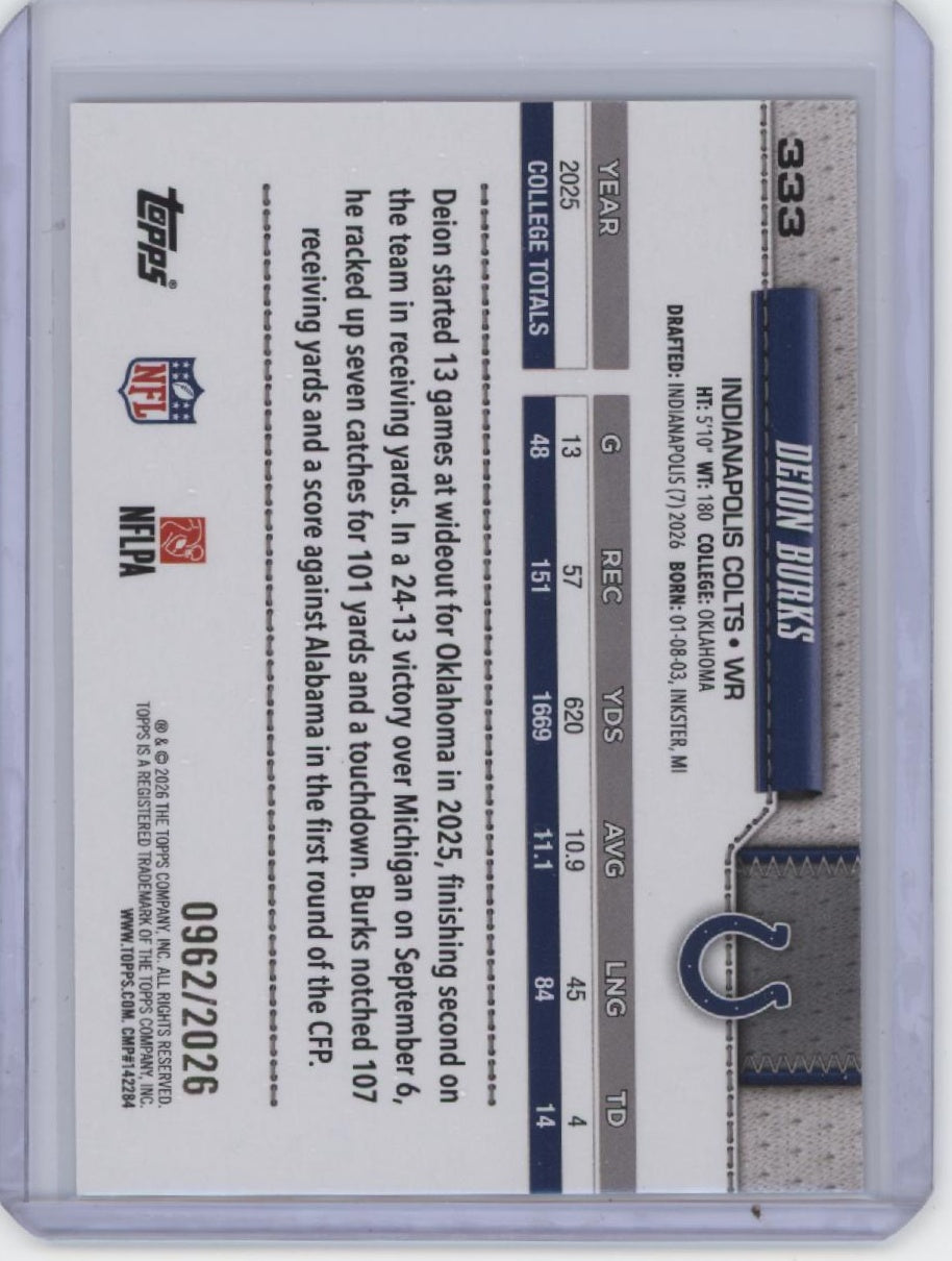 2026 Topps Flagship #333 Deion Burks /2026