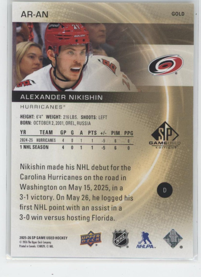 2025-26 SP Game Used #AR-AN Alexander Nikishin Gold #/149