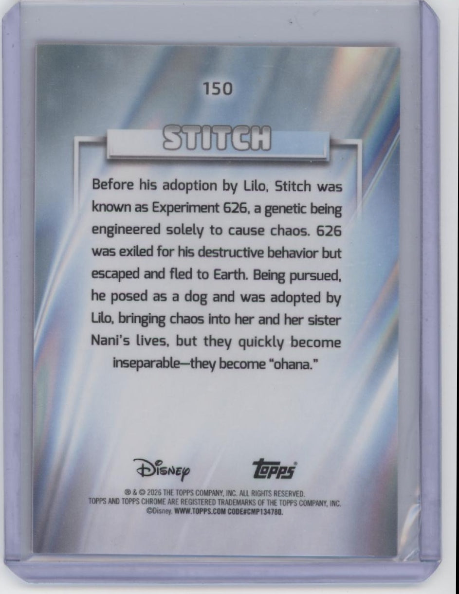 2026 Topps Chrome Disney #150 Stitch Pink Mini-Diamond Refractor