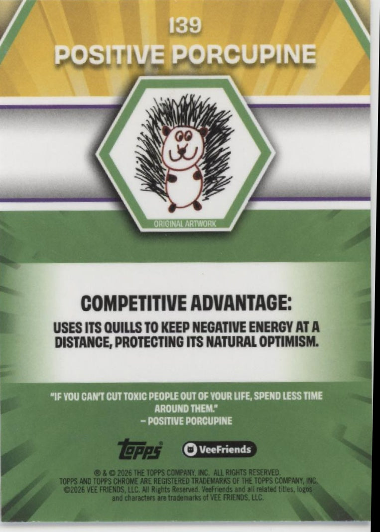 2026 Topps Chrome VeeFriends #139 Positive Porcupine