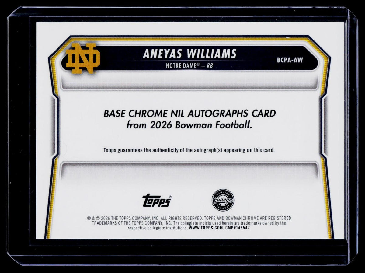 2026 Bowman #BCPA-AW Aneyas Williams Chrome Prospect Autographs Red Mojo /5