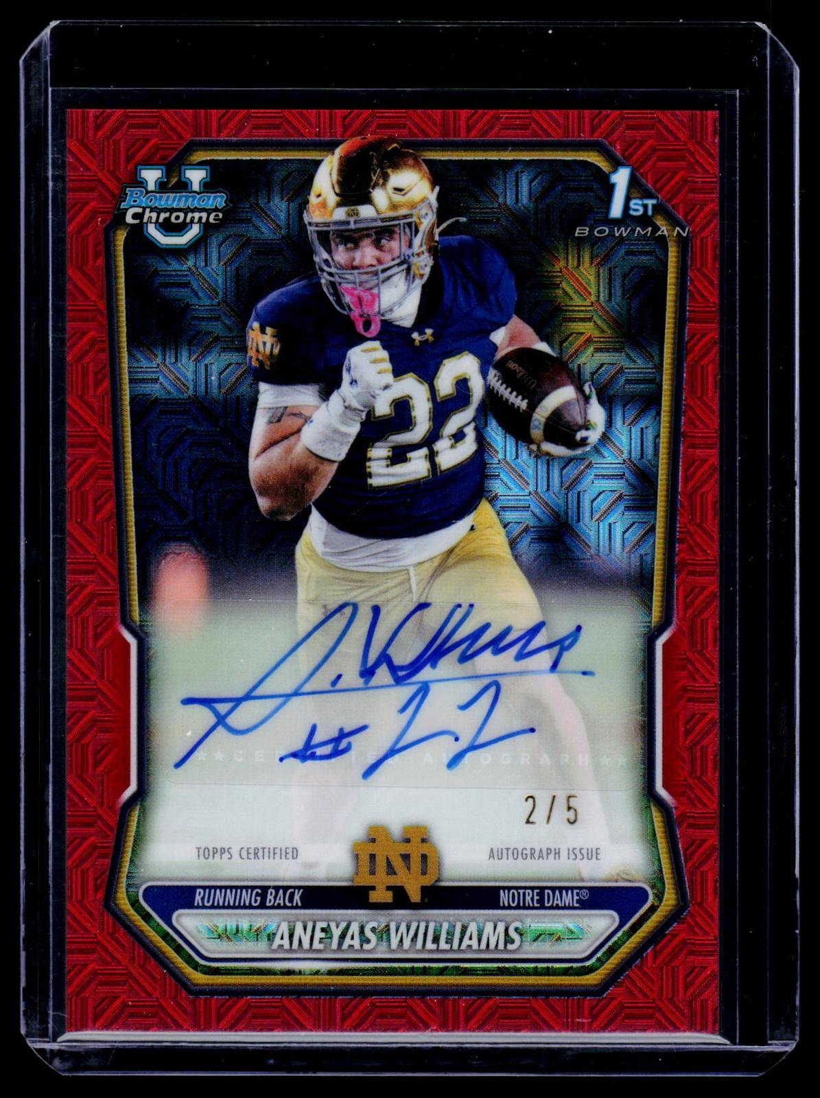 2026 Bowman #BCPA-AW Aneyas Williams Chrome Prospect Autographs Red Mojo /5