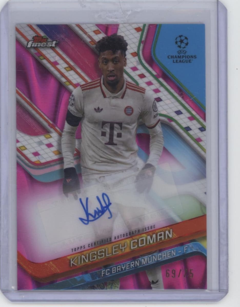 2021 Topps Finest UEFA Champions League Autograph Kingsley Coman #BA-KC Pink ...