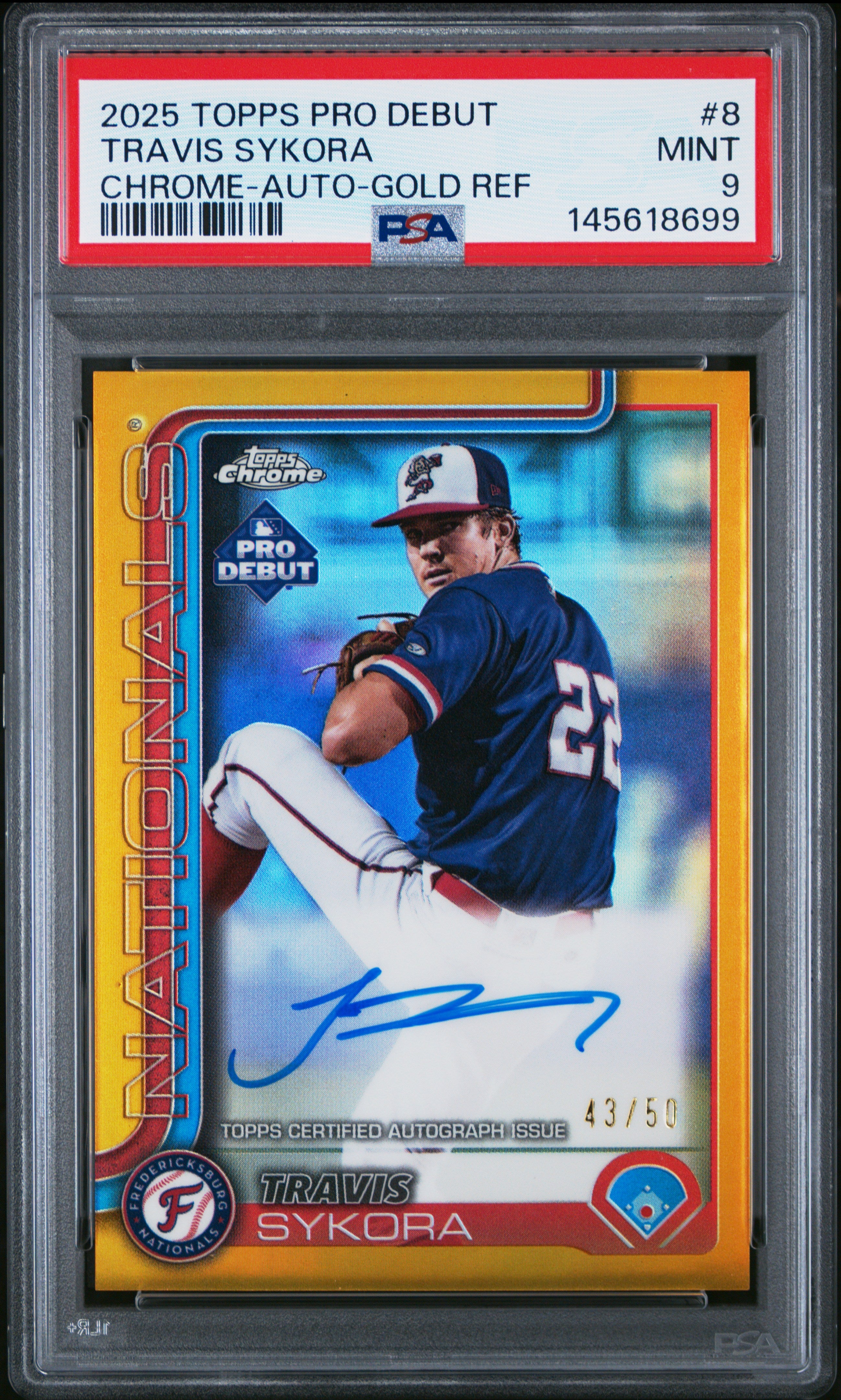 Travis Sykora [Gold Refractor Autograph] #PDC-8 - Baseball Cards Topps Pro Debut Chrome