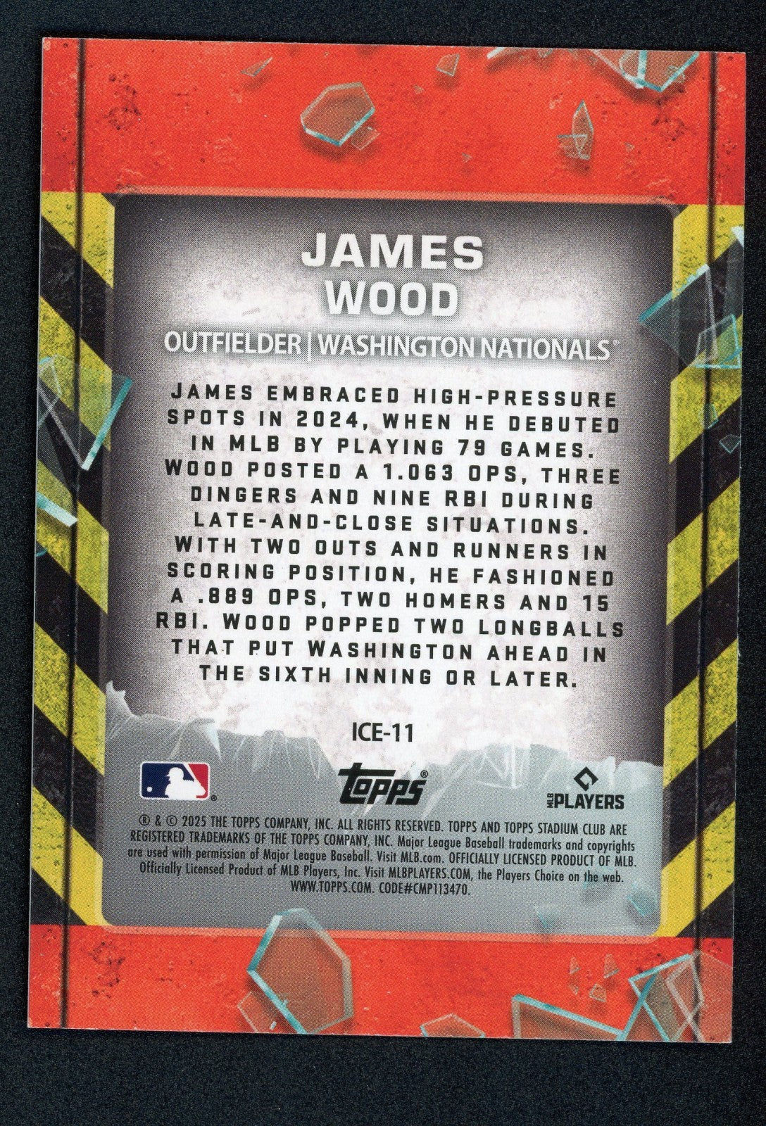 2025 Topps Stadium Club - In Case of Emergency James Wood #ICE-11 (RC)