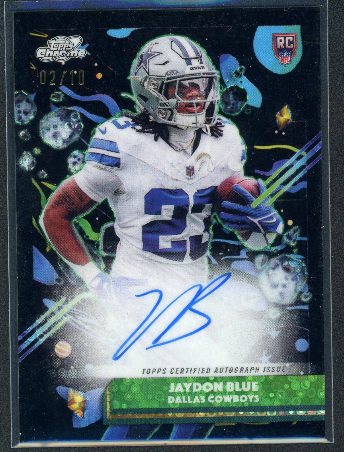Jaydon Blue Topps Chrome Cosmic Auto RC CCA-JB Dallas Cowboys 2/10