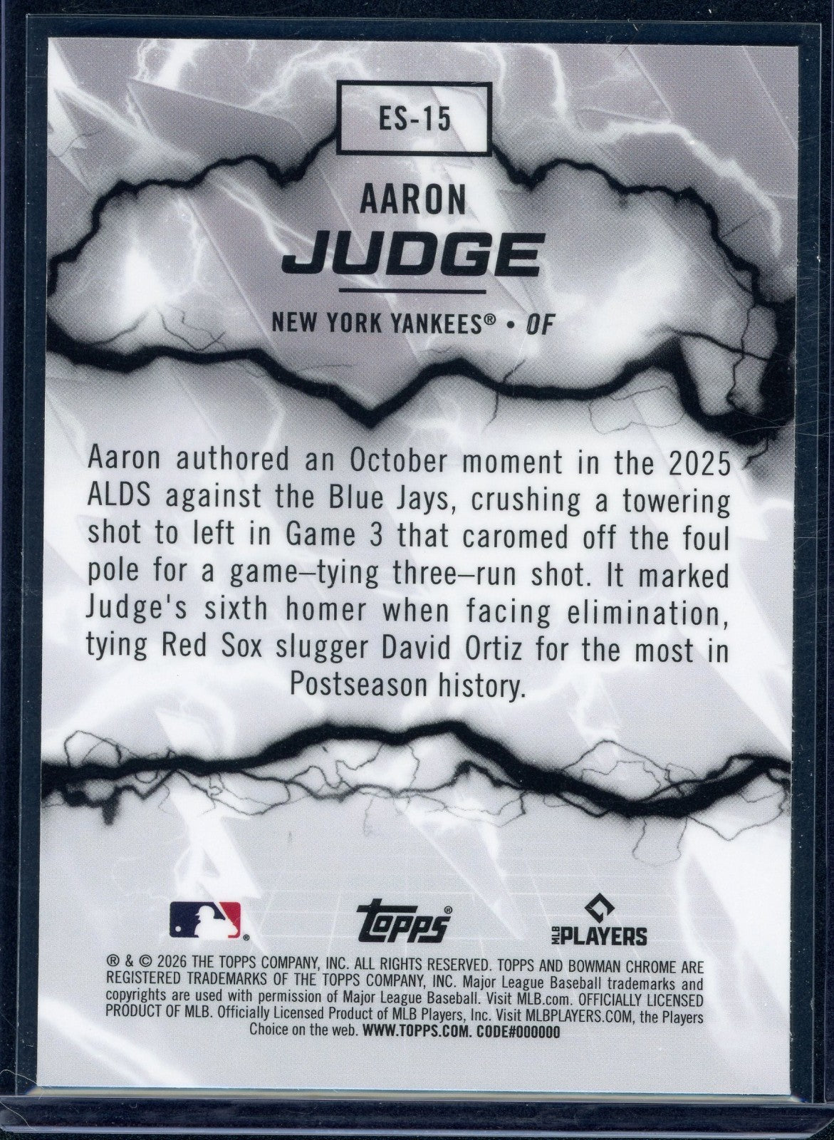 2026 Bowman Chrome Baseball Eletric Sluggers Aaron Judge #ES-15