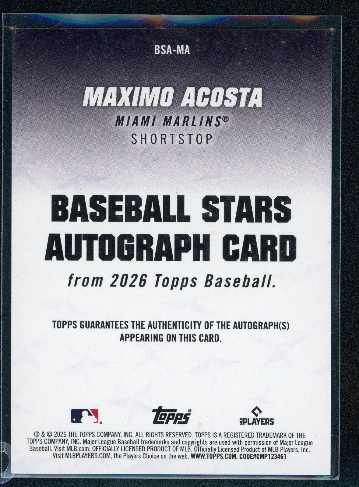 2026 Topps Series 1 - Baseball Stars Autographs Maximo Acosta #BSA-MA (AU, RC)