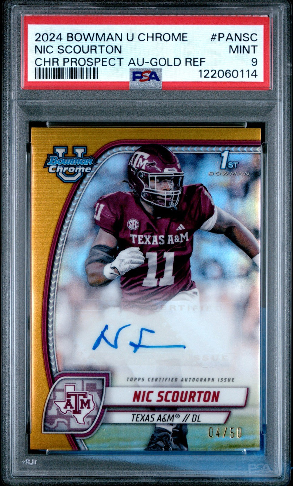 2024 Bowman University Chrome - Chrome Prospect Autographs Nic Scourton #PA-NSC