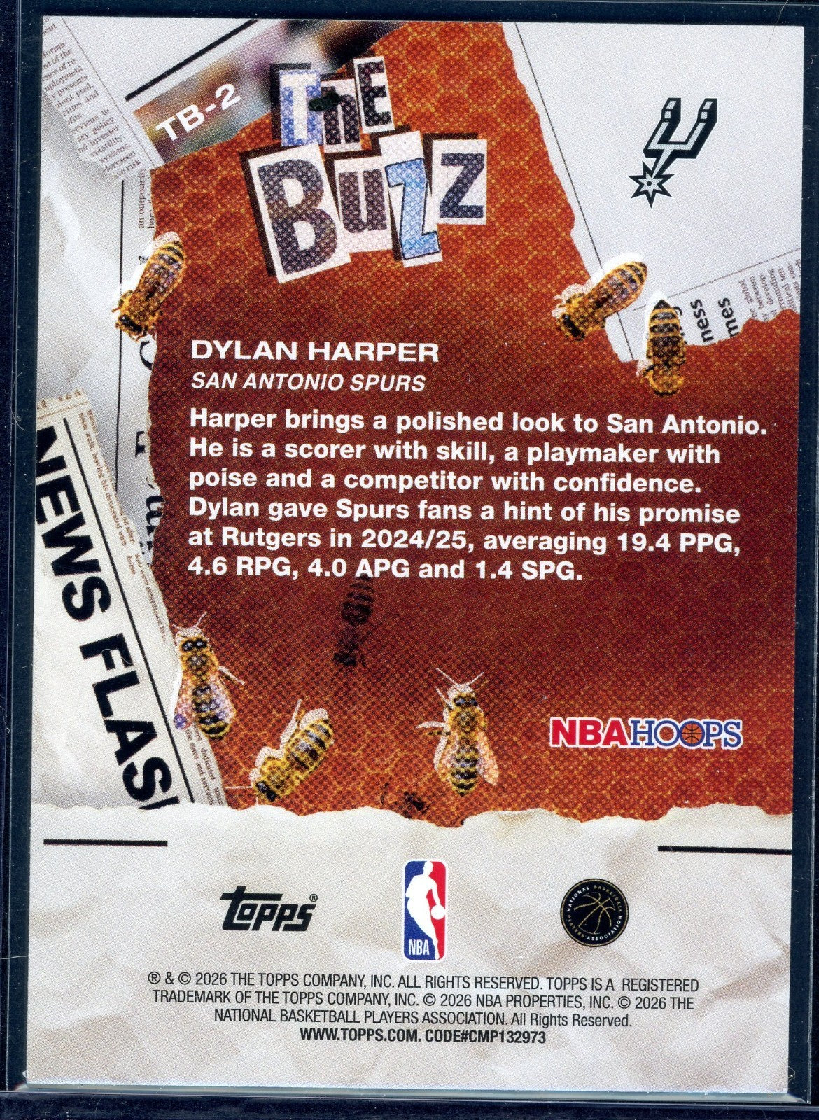 2025-26 Topps NBA Hoops The Buzz insert ...Daniel Harper RC