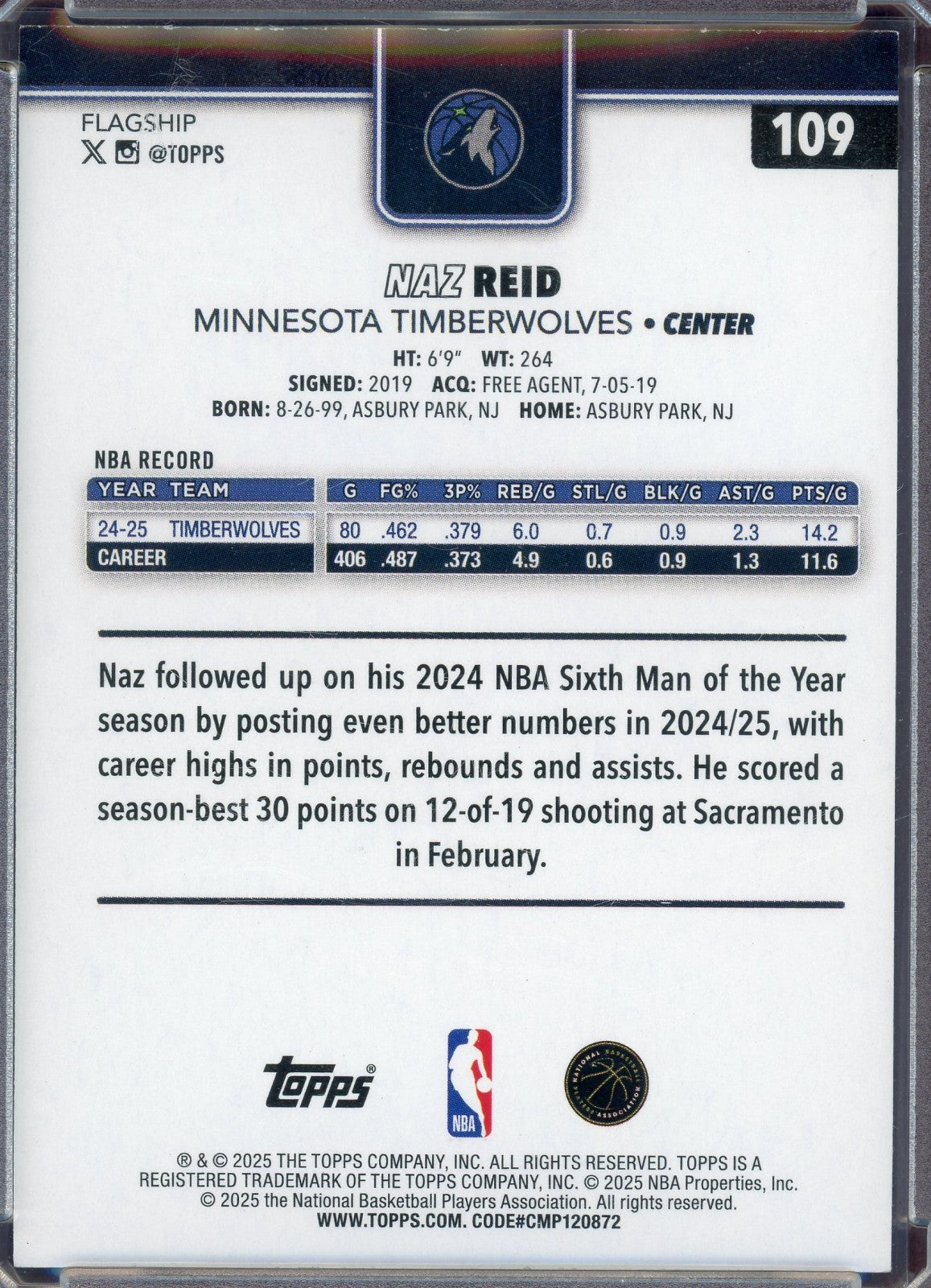 2025-26 Topps - Naz Reid #109 Black /68