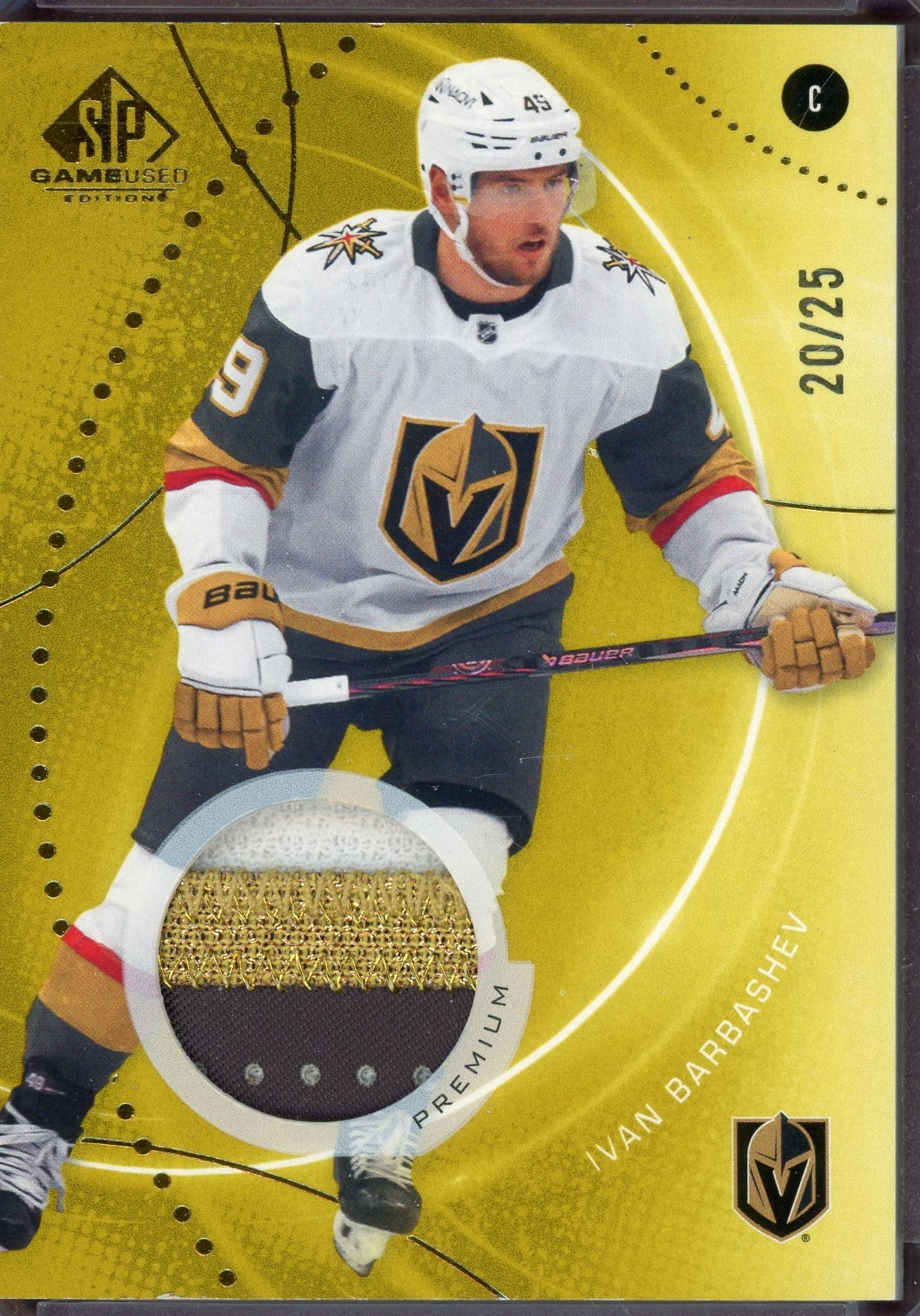 2025/26 SP Game Used Authentic Ivan Barbashev GOLD Premium Tri Color Patch 20/25