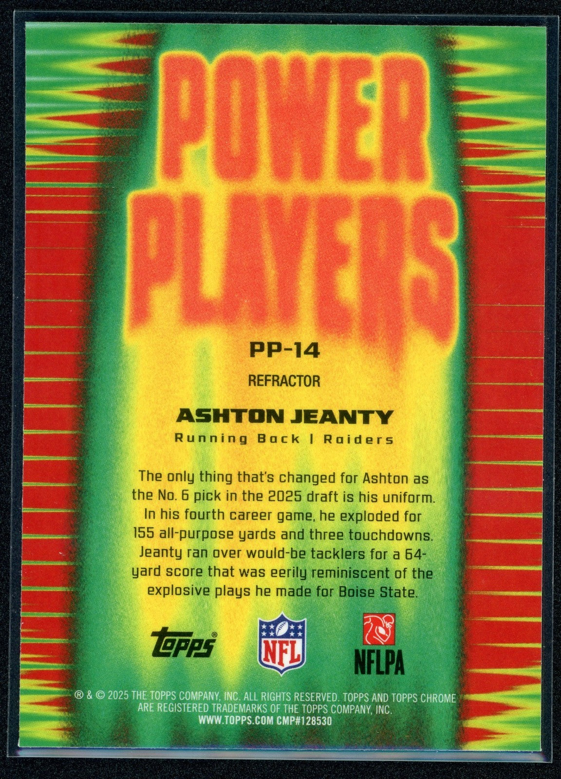 2025 Topps Chrome Power Player Ashton Jeanty #PP-14 (RC)